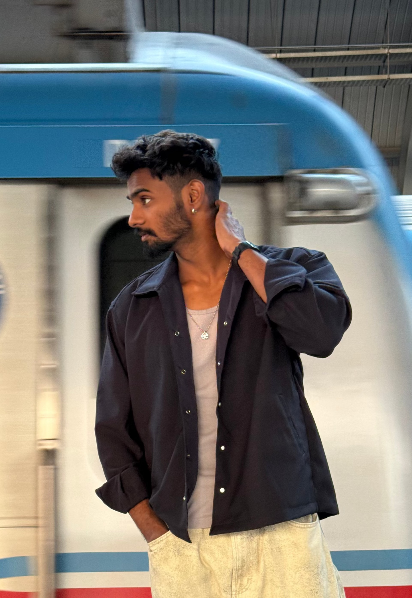 Snap —  Crop Jacket | Bluish —  Tailor-Made