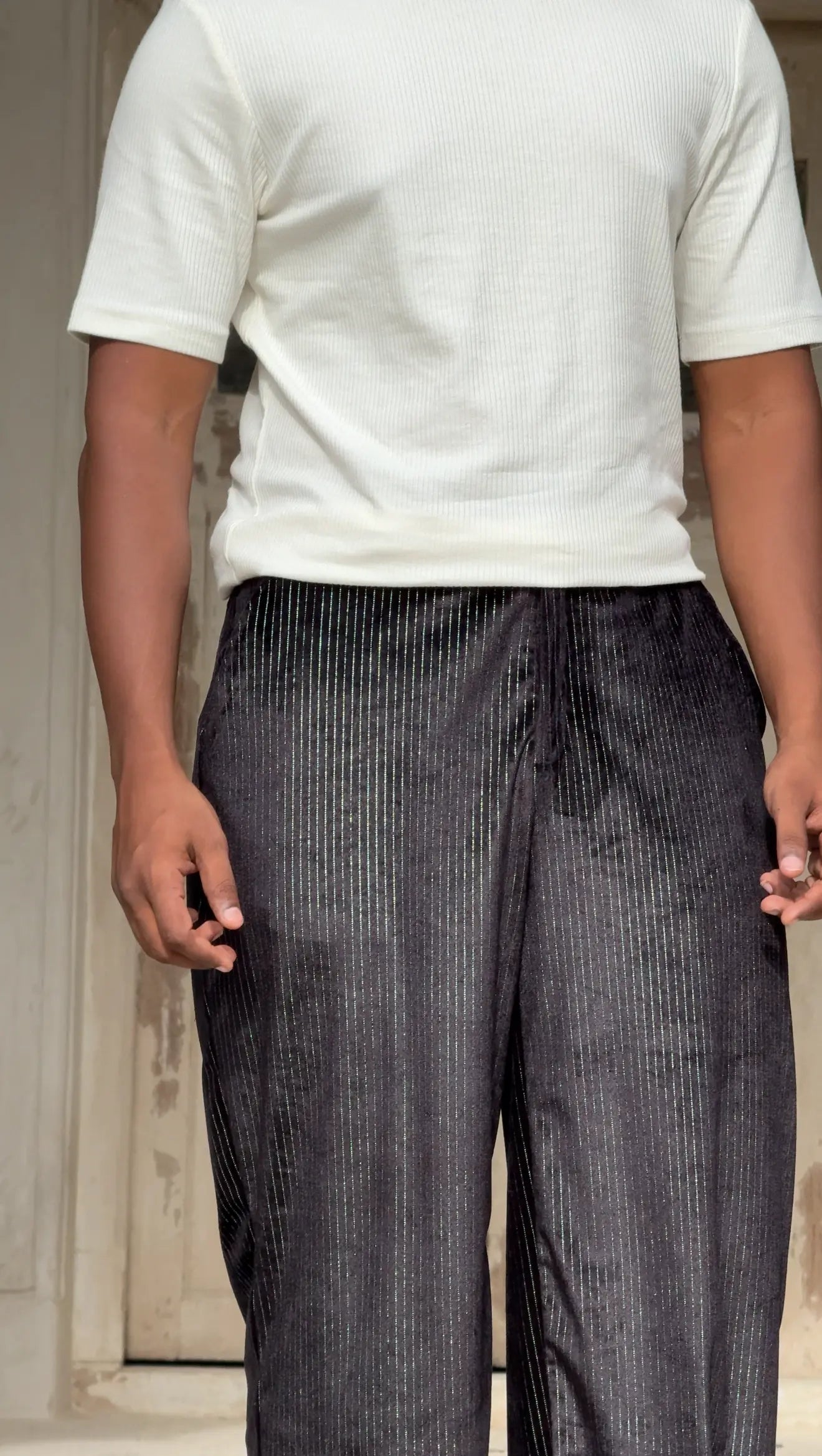 The Black Striped Velvet Trouser – Tailor Fit | Limited Edition