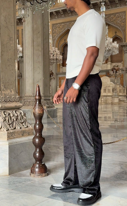 The Black Striped Velvet Trouser – Tailor Fit | Limited Edition