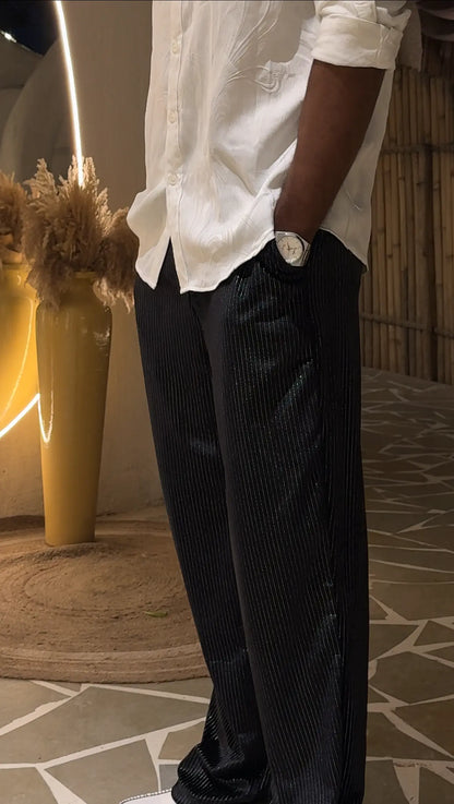 The Black Striped Velvet Trouser – Tailor Fit | Limited Edition