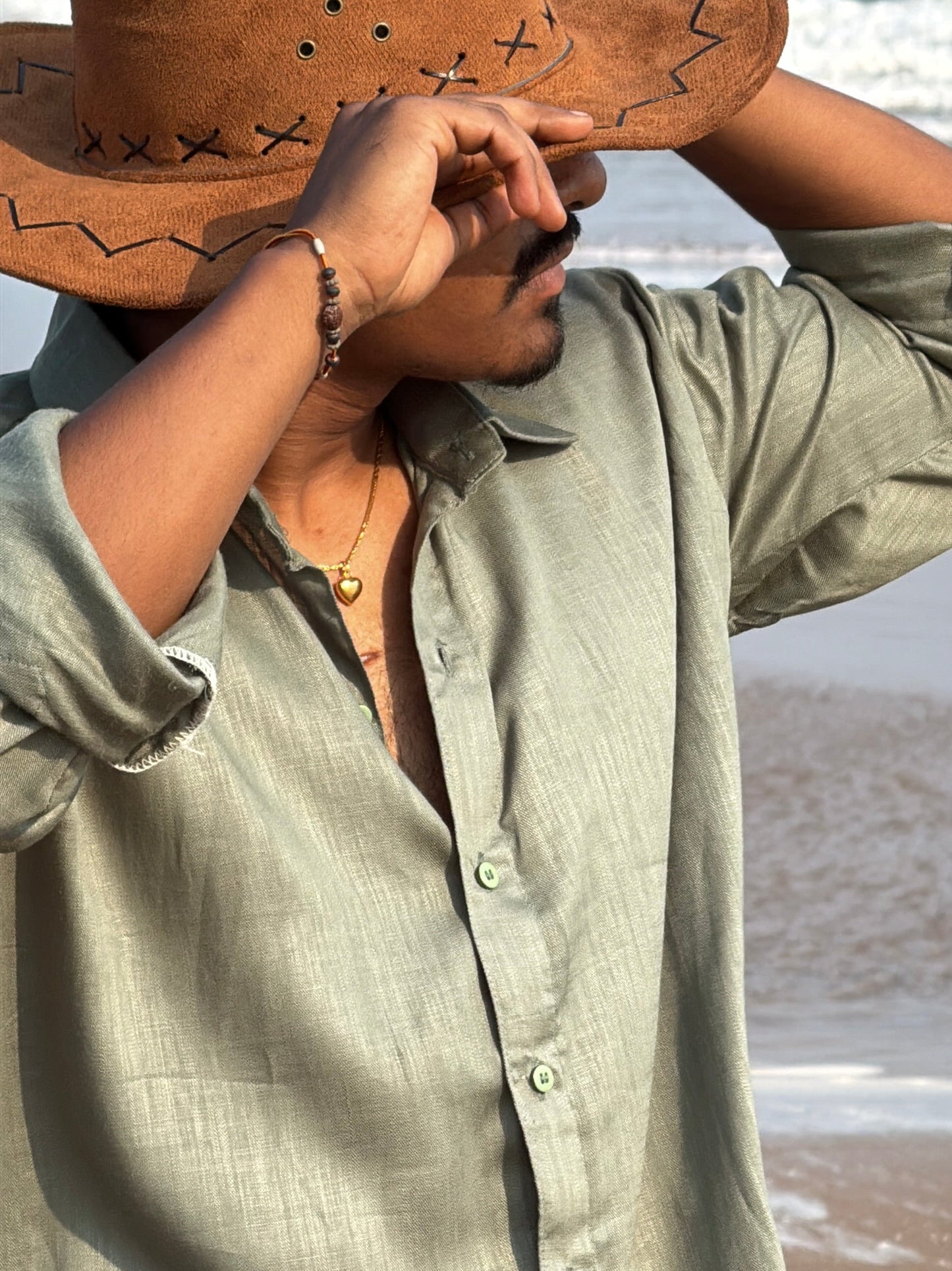 Lyocell Linen Shirt | Olive Green | Tailor–Made
