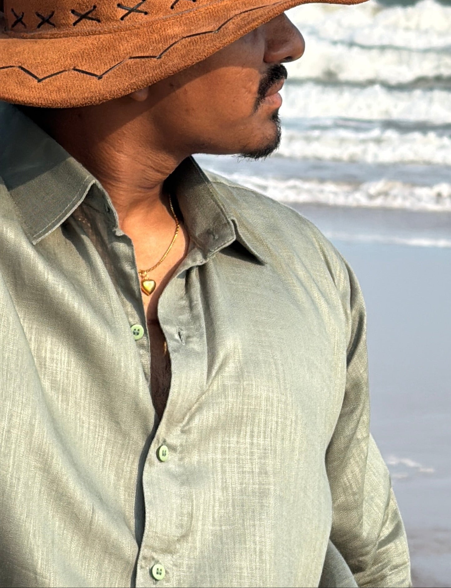 Lyocell Linen Shirt | Olive Green | Tailor–Made